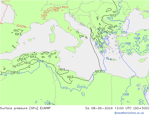 приземное давление ECMWF сб 08.06.2024 12 UTC