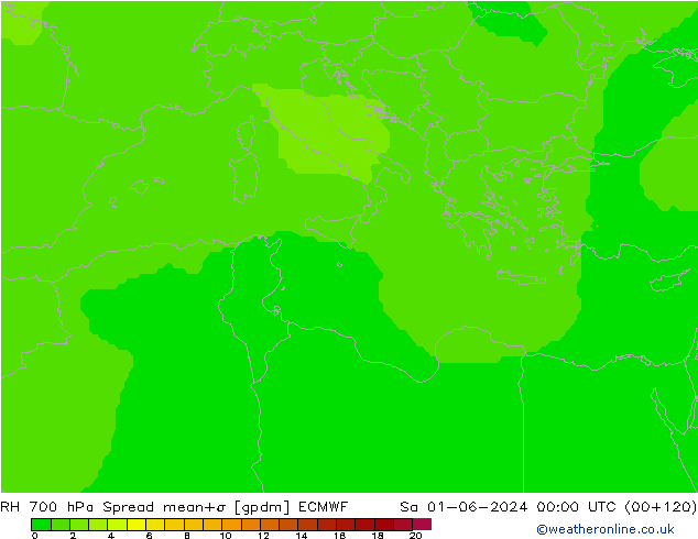 RH 700 hPa Spread ECMWF Sa 01.06.2024 00 UTC