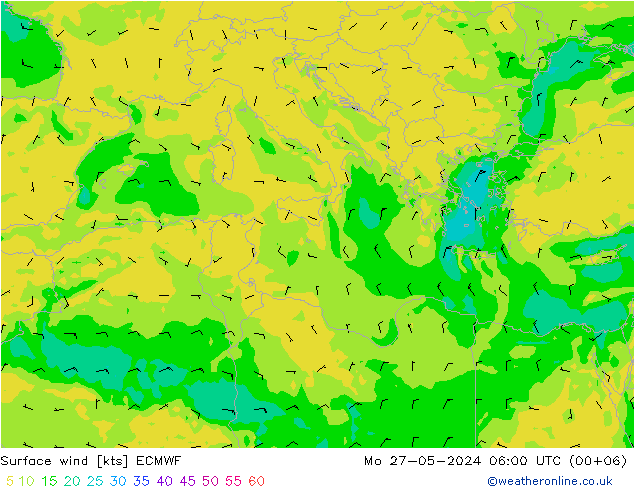 Vento 10 m ECMWF Seg 27.05.2024 06 UTC