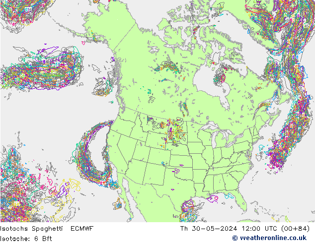 Eşrüzgar Hızları Spaghetti ECMWF Per 30.05.2024 12 UTC