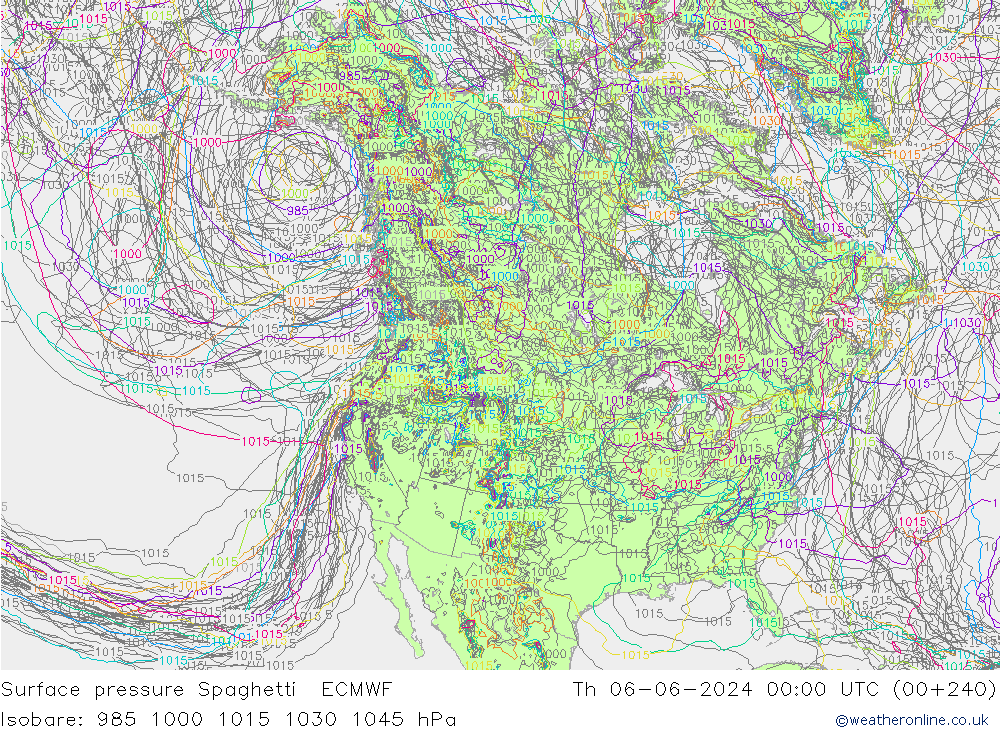 Bodendruck Spaghetti ECMWF Do 06.06.2024 00 UTC