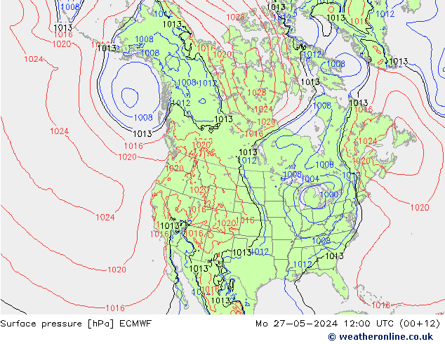 Pressione al suolo ECMWF lun 27.05.2024 12 UTC