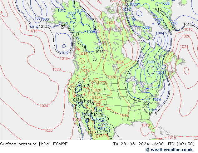 Bodendruck ECMWF Di 28.05.2024 06 UTC