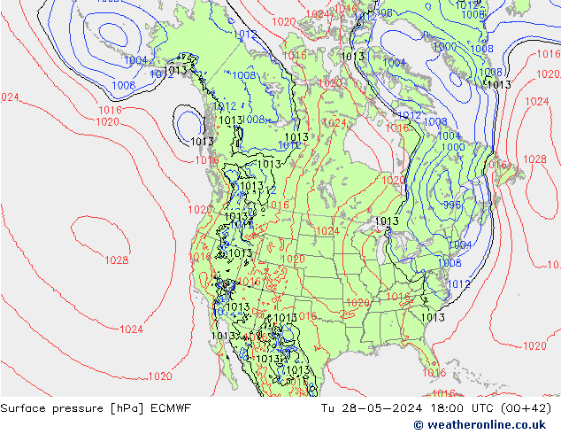 Bodendruck ECMWF Di 28.05.2024 18 UTC