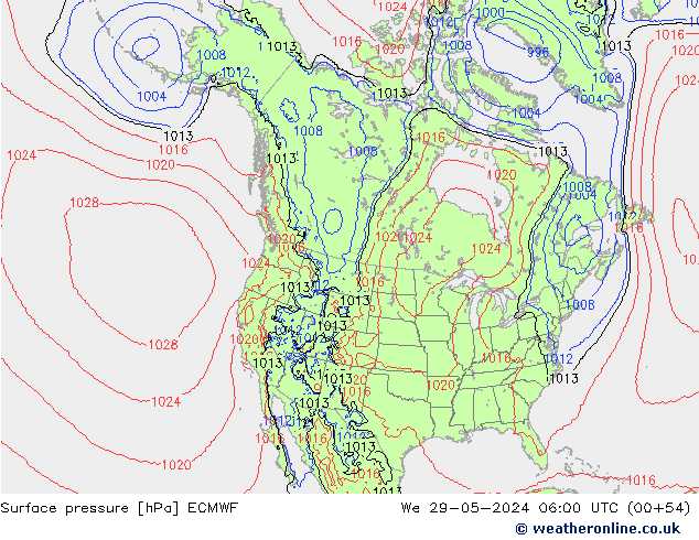 Bodendruck ECMWF Mi 29.05.2024 06 UTC