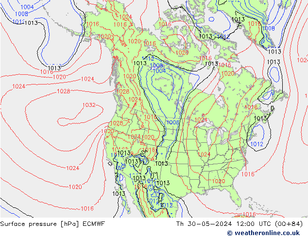 Surface pressure ECMWF Th 30.05.2024 12 UTC