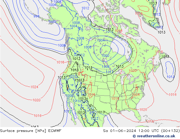 Luchtdruk (Grond) ECMWF za 01.06.2024 12 UTC