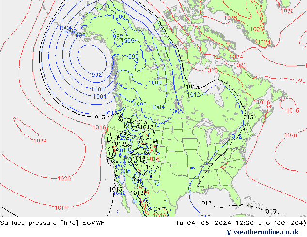 Luchtdruk (Grond) ECMWF di 04.06.2024 12 UTC