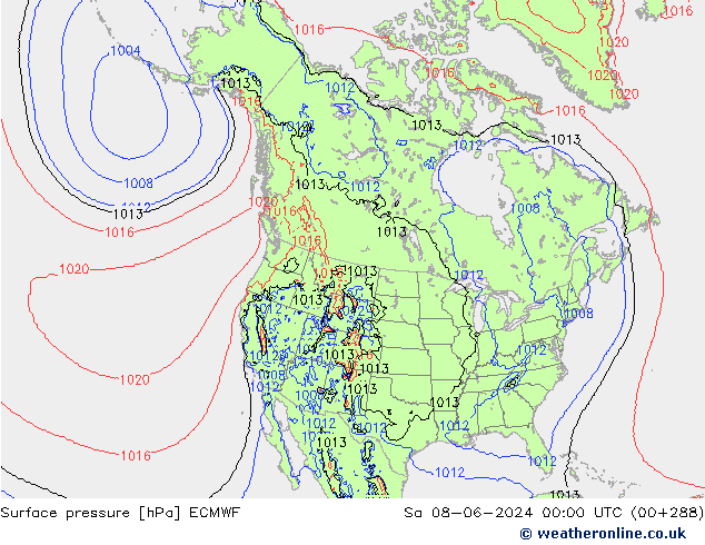 Atmosférický tlak ECMWF So 08.06.2024 00 UTC