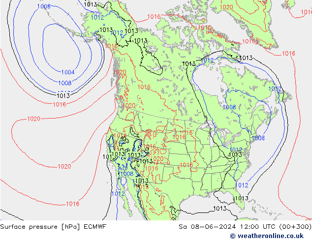 Surface pressure ECMWF Sa 08.06.2024 12 UTC