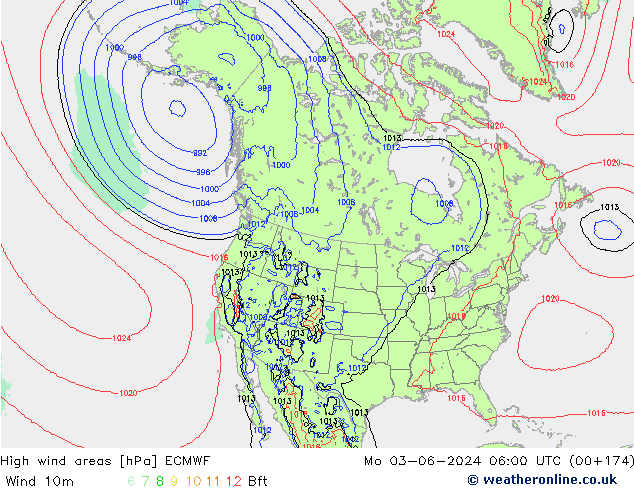 High wind areas ECMWF Mo 03.06.2024 06 UTC