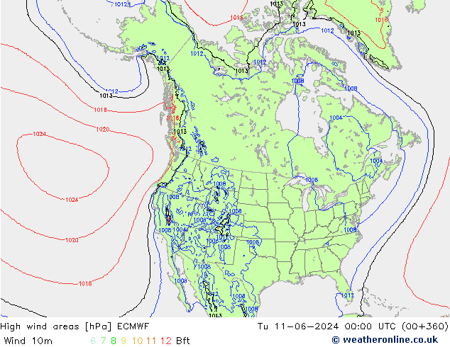 High wind areas ECMWF Ter 11.06.2024 00 UTC