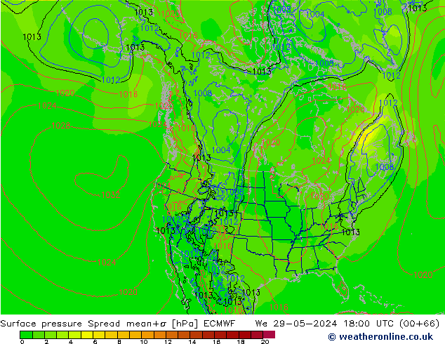 pression de l'air Spread ECMWF mer 29.05.2024 18 UTC