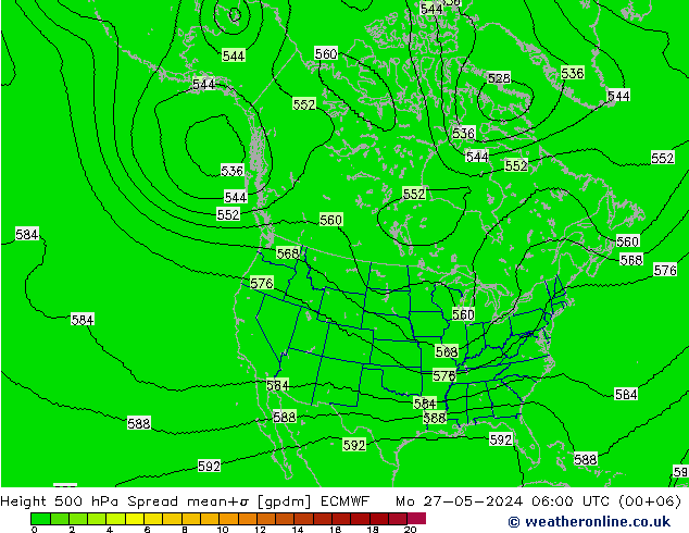 Height 500 hPa Spread ECMWF Mo 27.05.2024 06 UTC