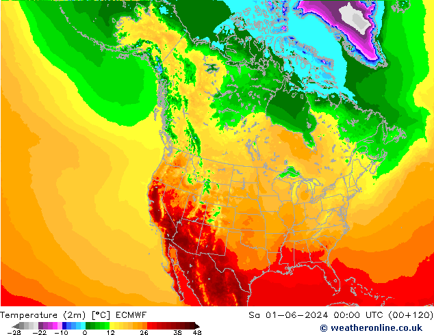 Temperature (2m) ECMWF Sa 01.06.2024 00 UTC