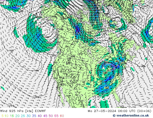 Wind 925 hPa ECMWF Mo 27.05.2024 06 UTC