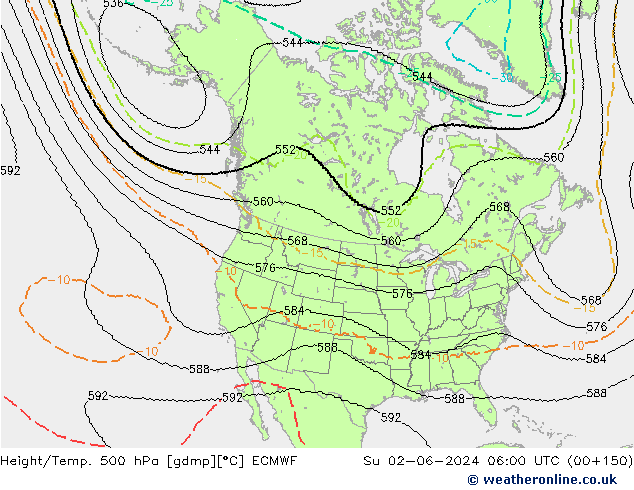 Geop./Temp. 500 hPa ECMWF dom 02.06.2024 06 UTC