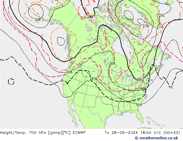 Height/Temp. 700 hPa ECMWF  28.05.2024 18 UTC