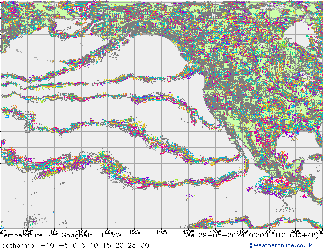 Temperature 2m Spaghetti ECMWF We 29.05.2024 00 UTC