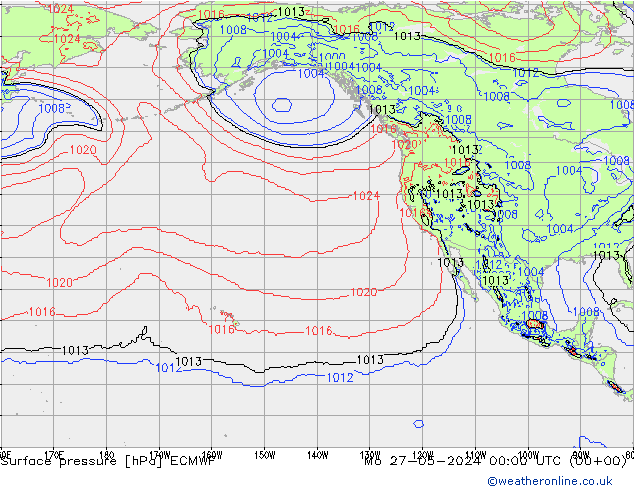 Atmosférický tlak ECMWF Po 27.05.2024 00 UTC