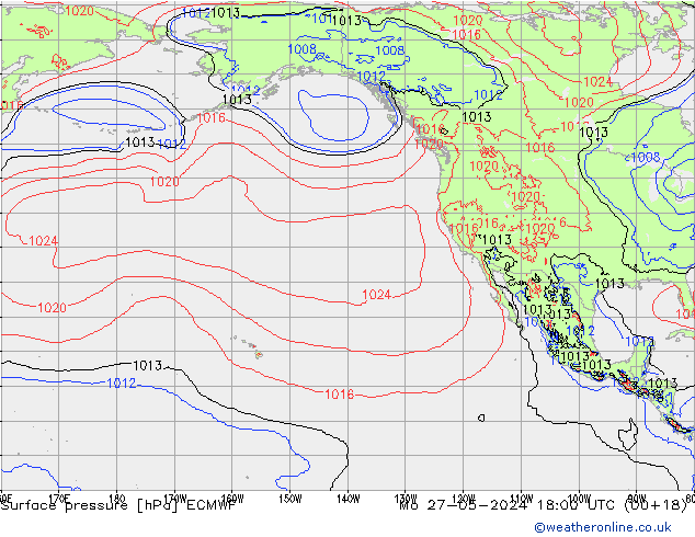 Surface pressure ECMWF Mo 27.05.2024 18 UTC