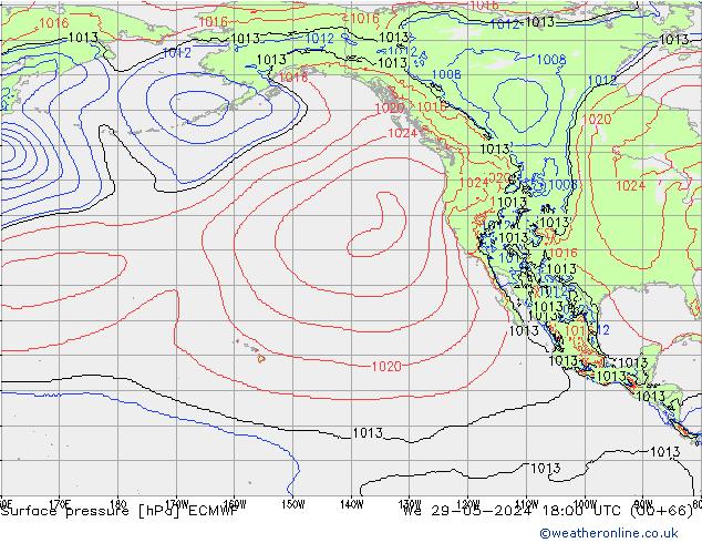 Presión superficial ECMWF mié 29.05.2024 18 UTC