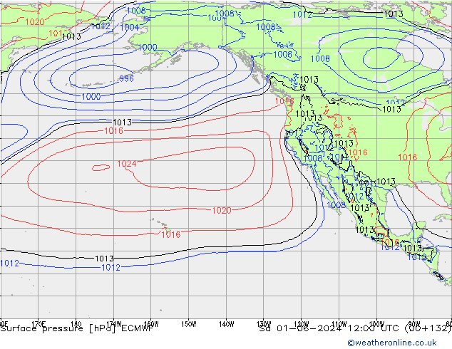 Luchtdruk (Grond) ECMWF za 01.06.2024 12 UTC