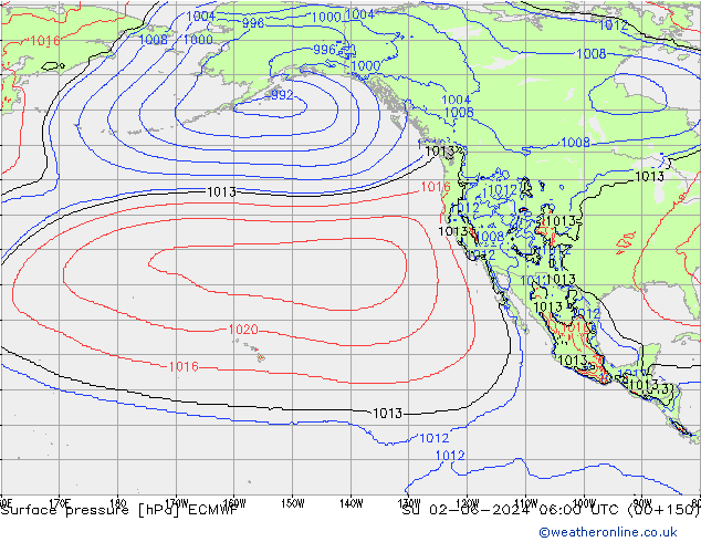 Pressione al suolo ECMWF dom 02.06.2024 06 UTC