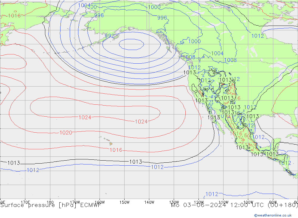 Surface pressure ECMWF Mo 03.06.2024 12 UTC