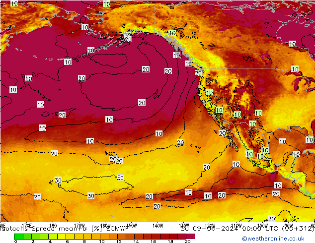 Isotachs Spread ECMWF Dom 09.06.2024 00 UTC