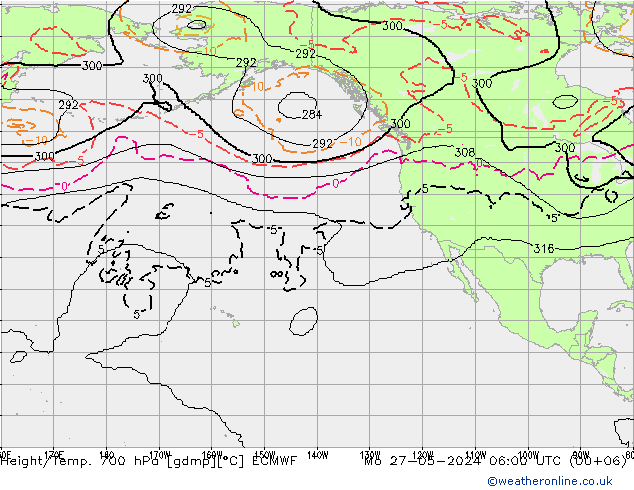 Height/Temp. 700 hPa ECMWF Mo 27.05.2024 06 UTC