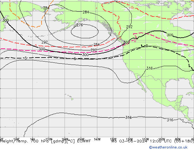 Height/Temp. 700 hPa ECMWF Mo 03.06.2024 12 UTC