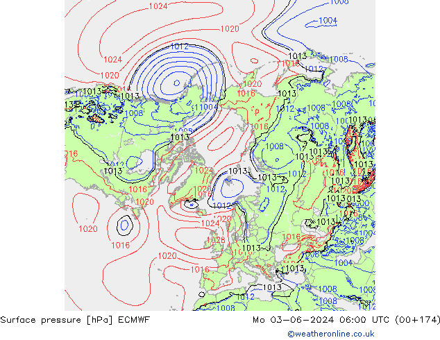 Surface pressure ECMWF Mo 03.06.2024 06 UTC