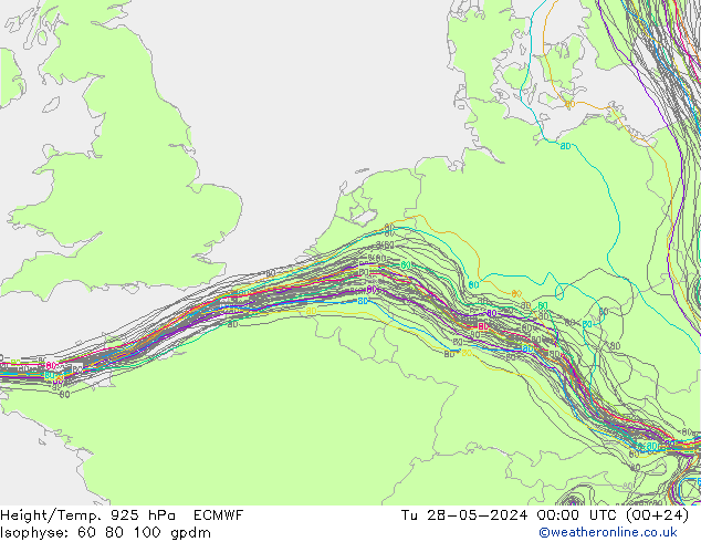 Height/Temp. 925 hPa ECMWF Ter 28.05.2024 00 UTC