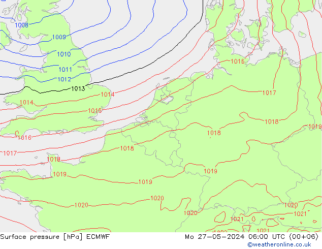 地面气压 ECMWF 星期一 27.05.2024 06 UTC