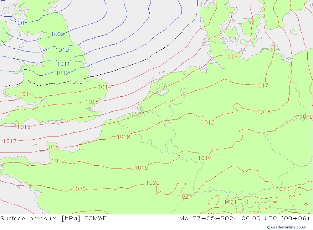 Pressione al suolo ECMWF lun 27.05.2024 06 UTC