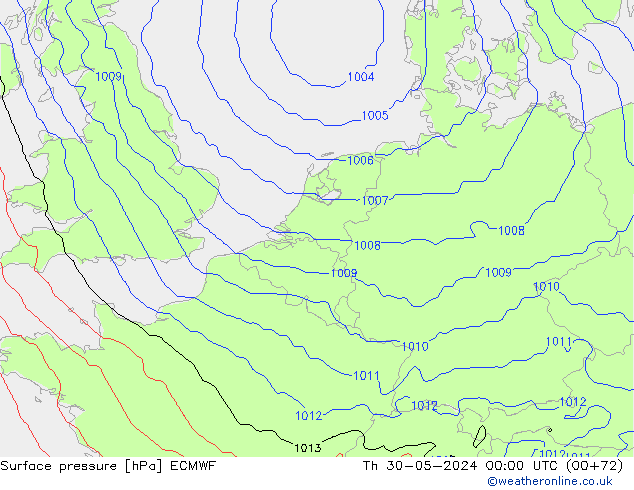 Pressione al suolo ECMWF gio 30.05.2024 00 UTC