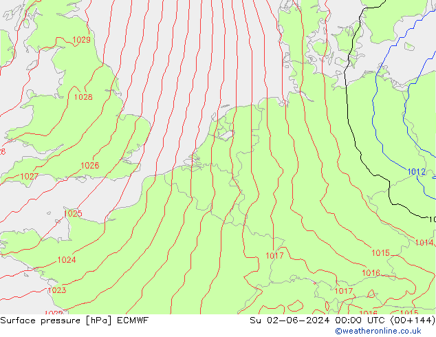 Surface pressure ECMWF Su 02.06.2024 00 UTC