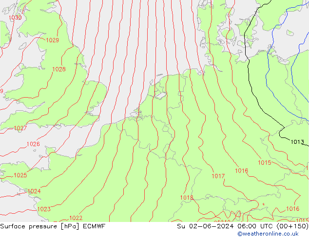 Pressione al suolo ECMWF dom 02.06.2024 06 UTC