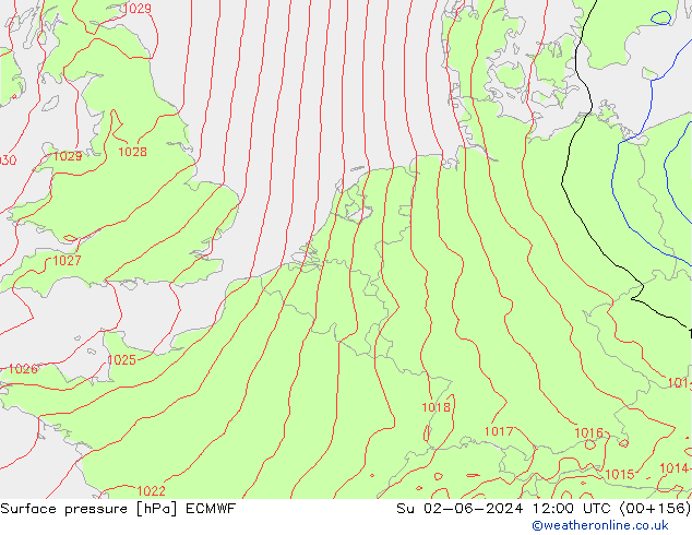 pression de l'air ECMWF dim 02.06.2024 12 UTC