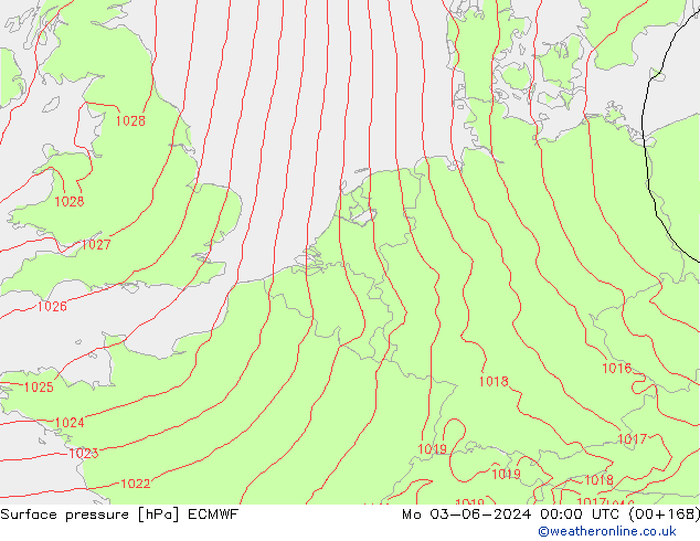 Pressione al suolo ECMWF lun 03.06.2024 00 UTC