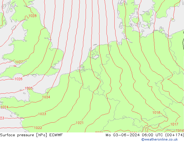 ciśnienie ECMWF pon. 03.06.2024 06 UTC