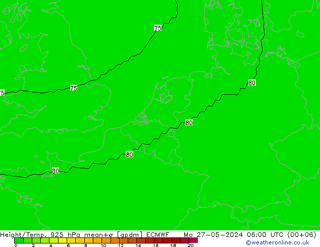 Height/Temp. 925 hPa ECMWF Mo 27.05.2024 06 UTC