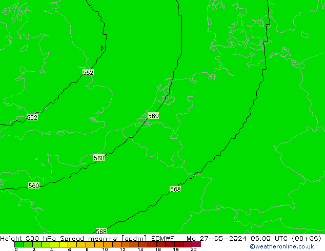 500 hPa Yüksekliği Spread ECMWF Pzt 27.05.2024 06 UTC