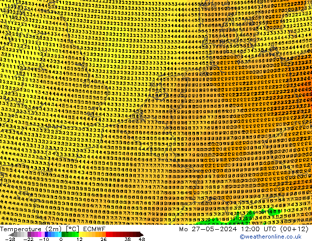 Temperaturkarte (2m) ECMWF Mo 27.05.2024 12 UTC