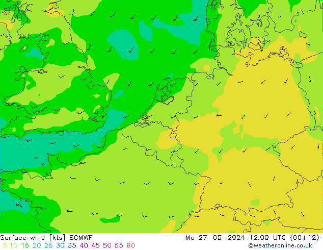 Surface wind ECMWF Mo 27.05.2024 12 UTC