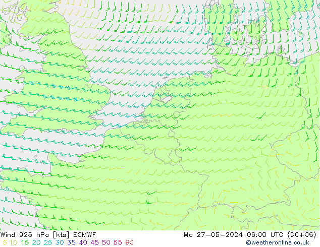 Rüzgar 925 hPa ECMWF Pzt 27.05.2024 06 UTC