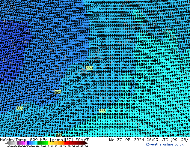 Yükseklik/Sıc. 500 hPa ECMWF Pzt 27.05.2024 06 UTC