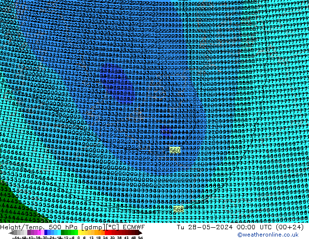 Height/Temp. 500 hPa ECMWF Di 28.05.2024 00 UTC