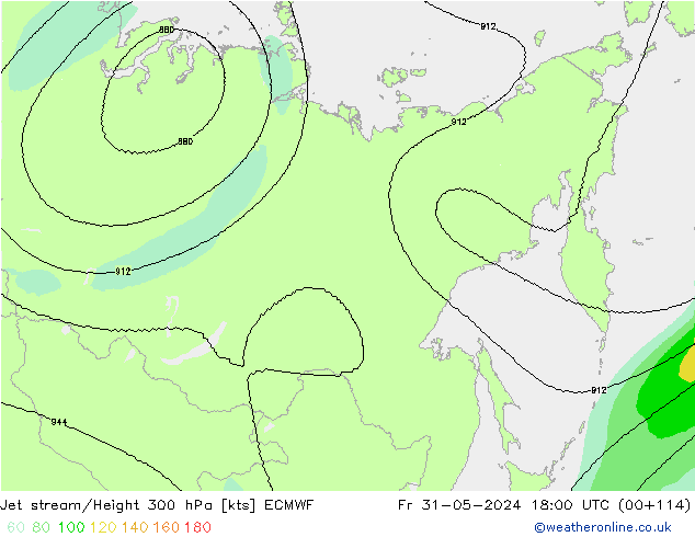 Jet stream ECMWF Sex 31.05.2024 18 UTC